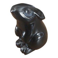 Crystal Black Rabbit Sculpture by Baccarat