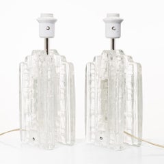 Paire de lampes de table Block Crystal par Pukeberg, Suède, 1970