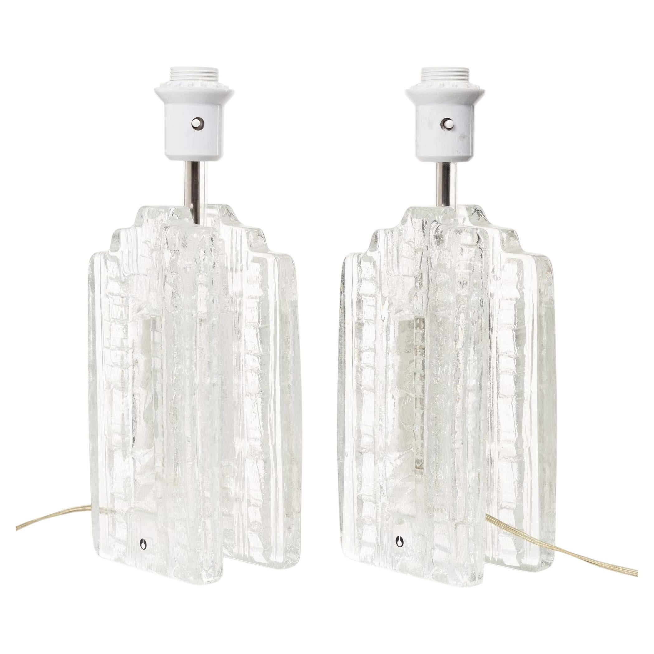 Pareja de lámparas de sobremesa Block Crystal de Pukeberg, Suecia, 1970