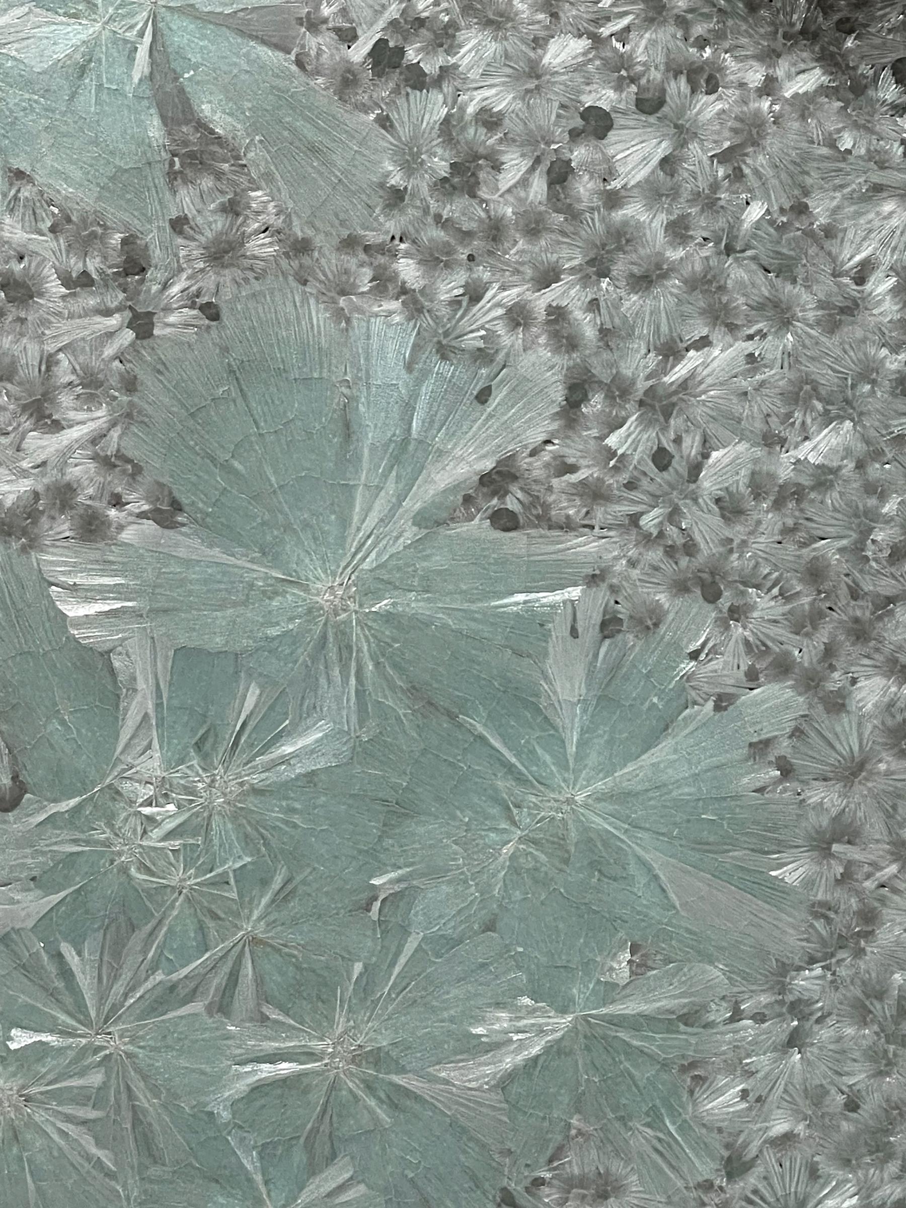 Kristall-Kristall-Blumen im Mondlicht, Keramik-Wandkunst von William Edwards (Glasiert) im Angebot