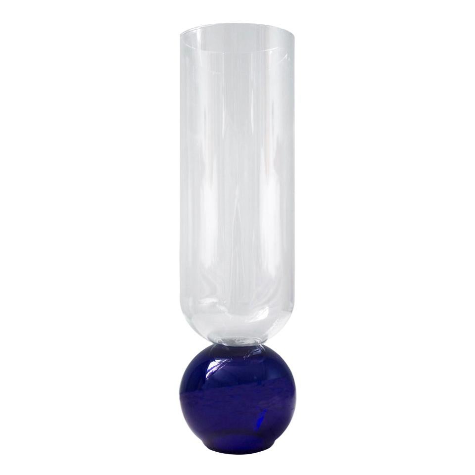 Modern Blue Crystal Vase For Sale at 1stDibs