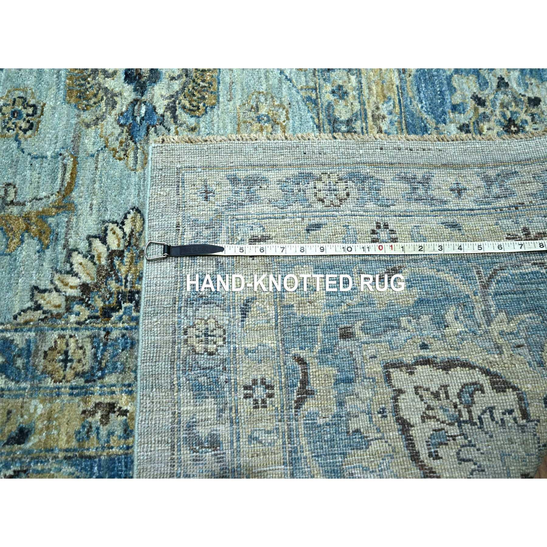 Crystal Blue Shah Abbas Flower Design Rugs annodato a mano in tutta la lana 11'11