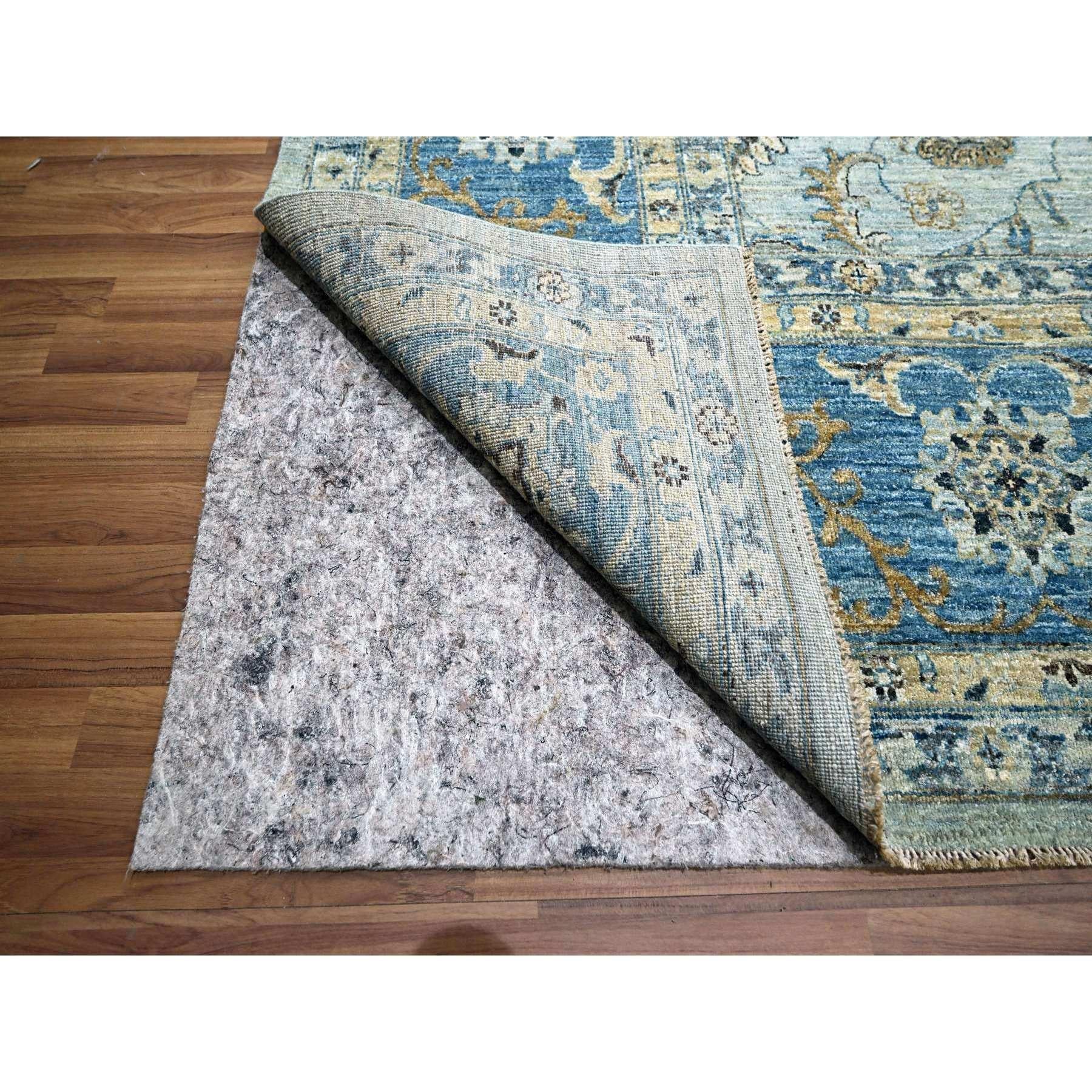 Indiano Crystal Blue Shah Abbas Flower Design Rugs annodato a mano in tutta la lana 11'11