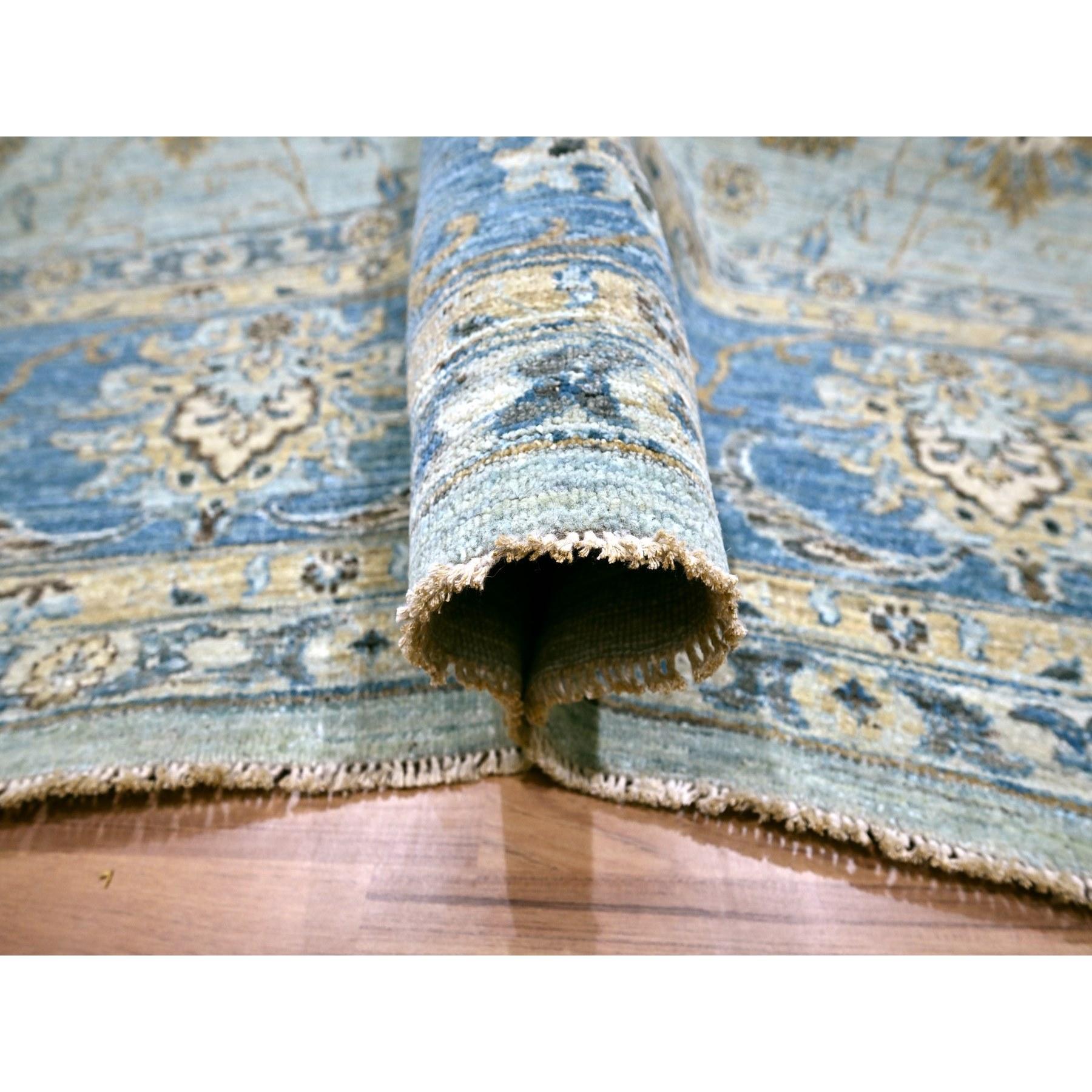 Annodato a mano Crystal Blue Shah Abbas Flower Design Rugs annodato a mano in tutta la lana 11'11