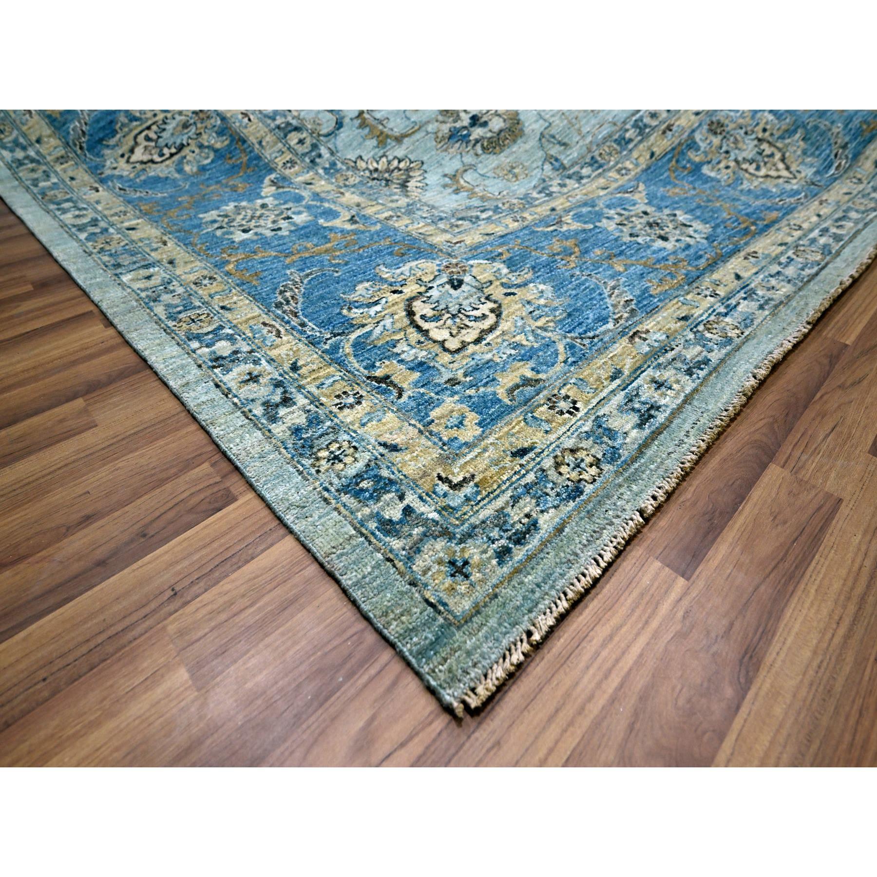 Crystal Blue Shah Abbas Flower Design Rugs annodato a mano in tutta la lana 11'11