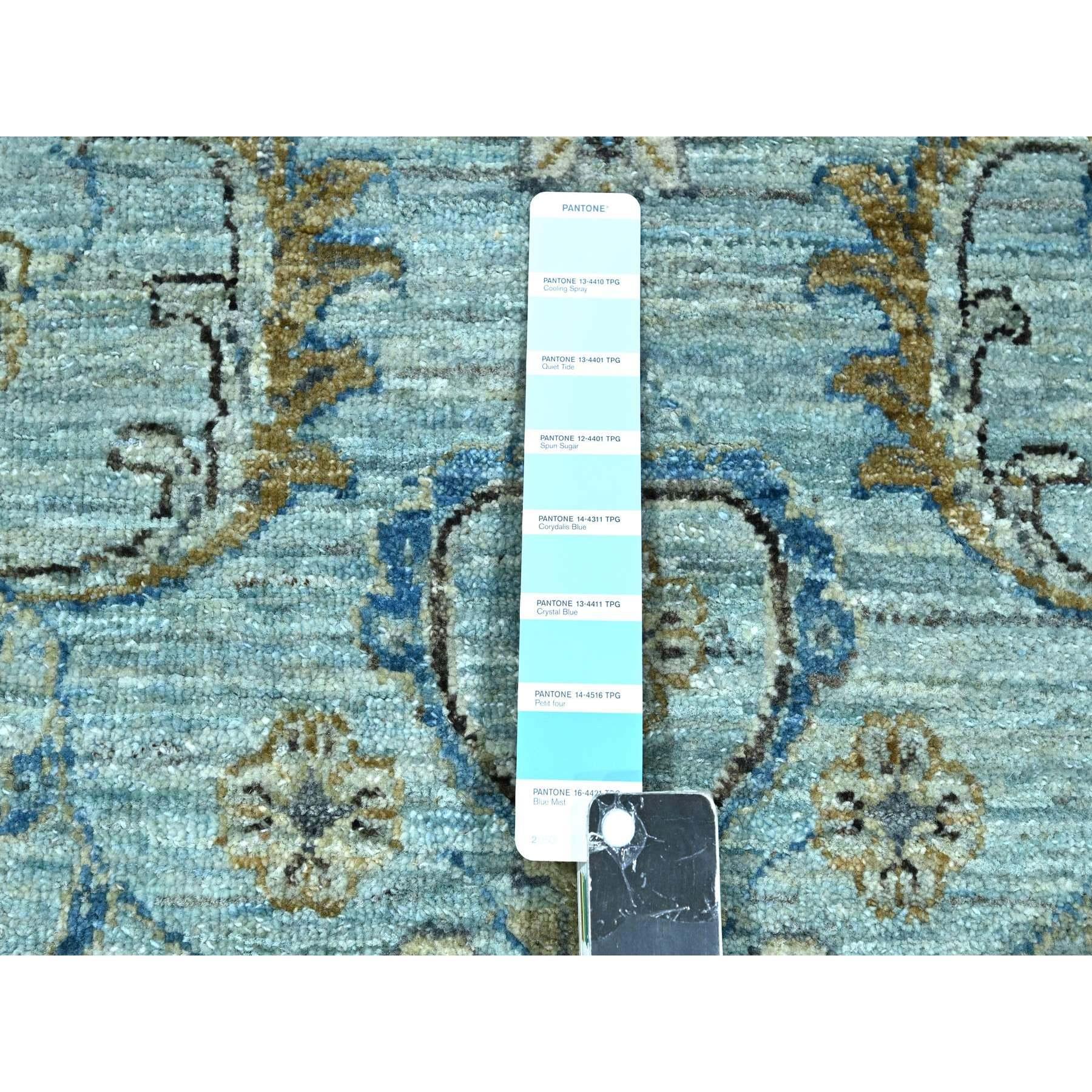 XXI secolo e contemporaneo Crystal Blue Shah Abbas Flower Design Rugs annodato a mano in tutta la lana 11'11