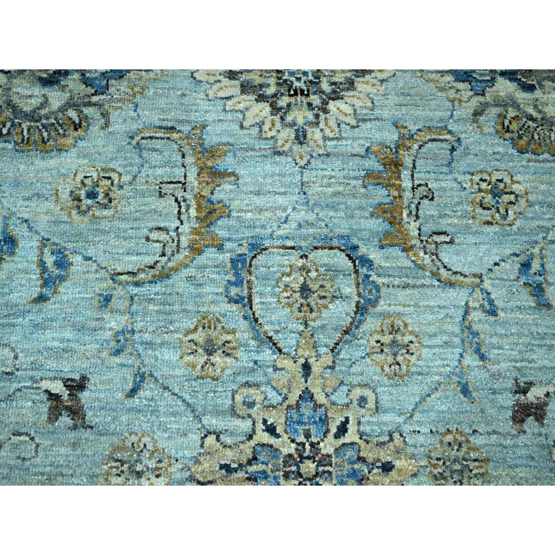 Lana Crystal Blue Shah Abbas Flower Design Rugs annodato a mano in tutta la lana 11'11