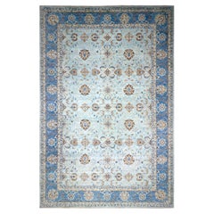 Crystal Blue Shah Abbas Flower Design Hand Knotted All Wool Rug 11'11" x 17'11"