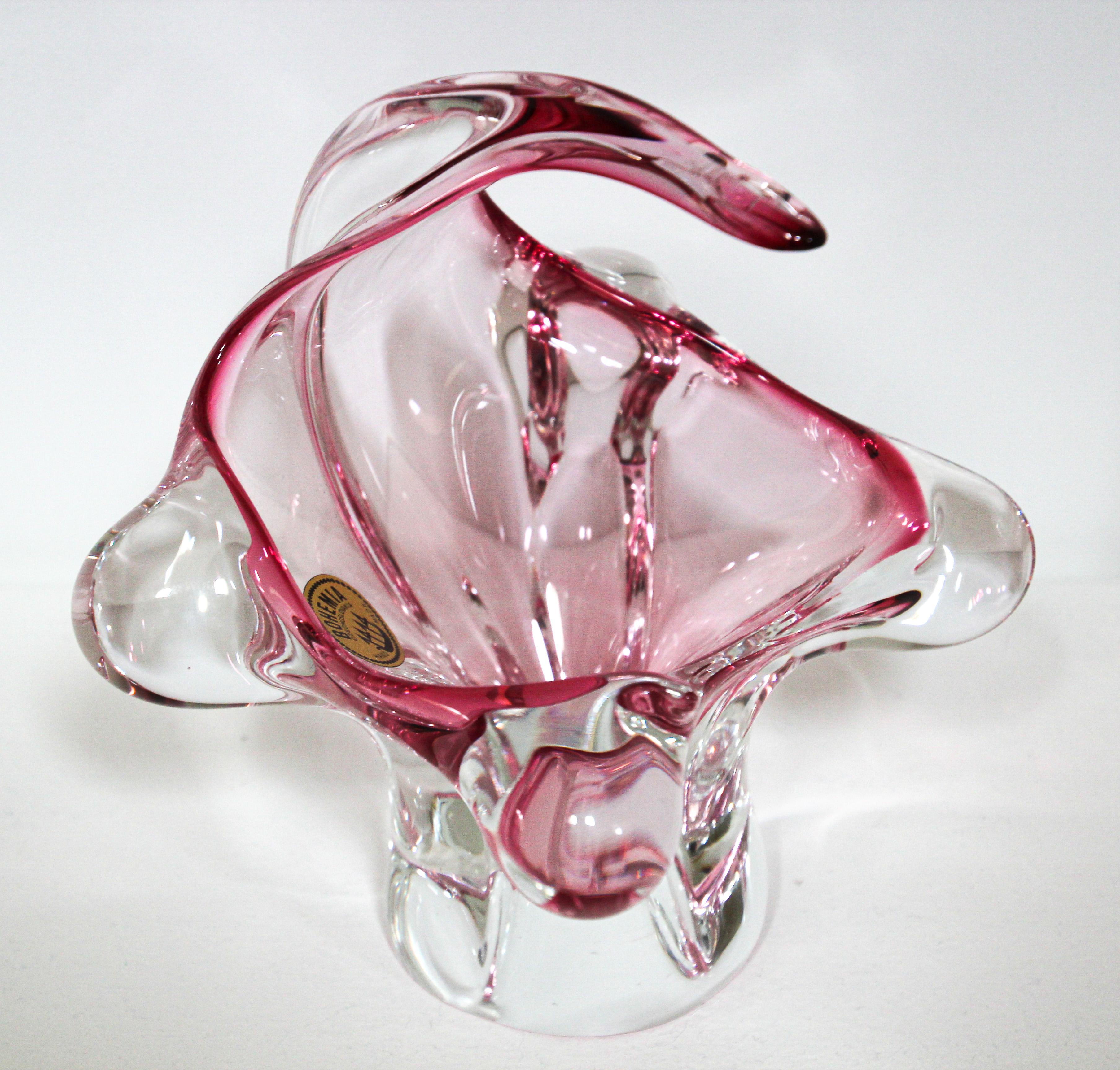 Crystal Bohemia Glass Bowl In Good Condition For Sale In North Hollywood, CA