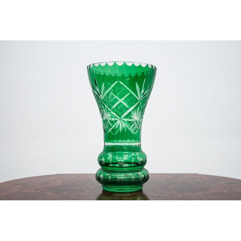 Crystal Bottle Green Vase, Poland, 1960s at 1stDibs