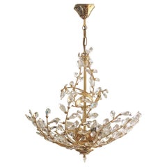 Crystal Bouquet Six Light Chandelier in the Style of Maison Baguès, France 1960s