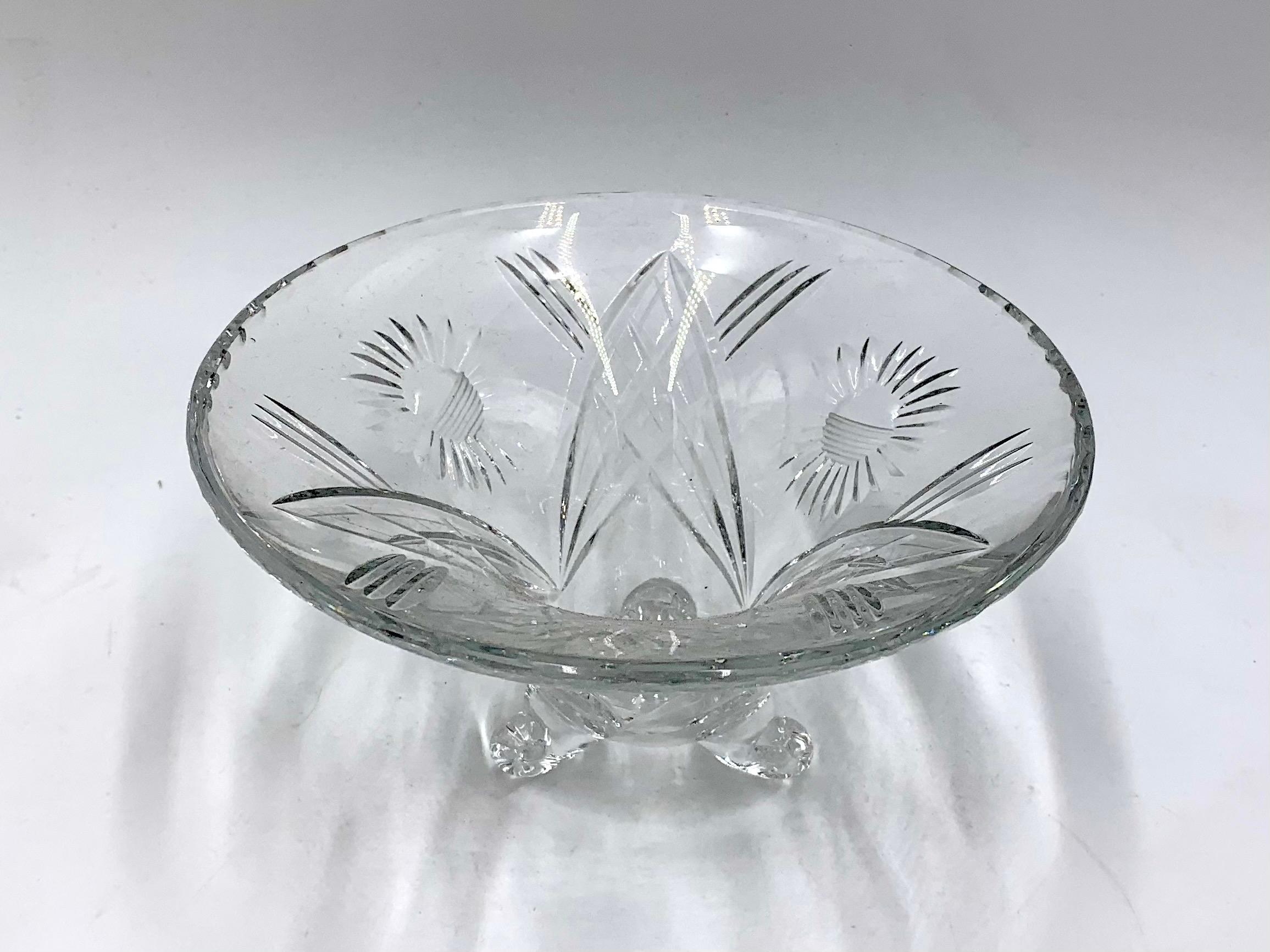 Mid-Century Modern Crystal Bowl, Platter, Poland, 1960s For Sale