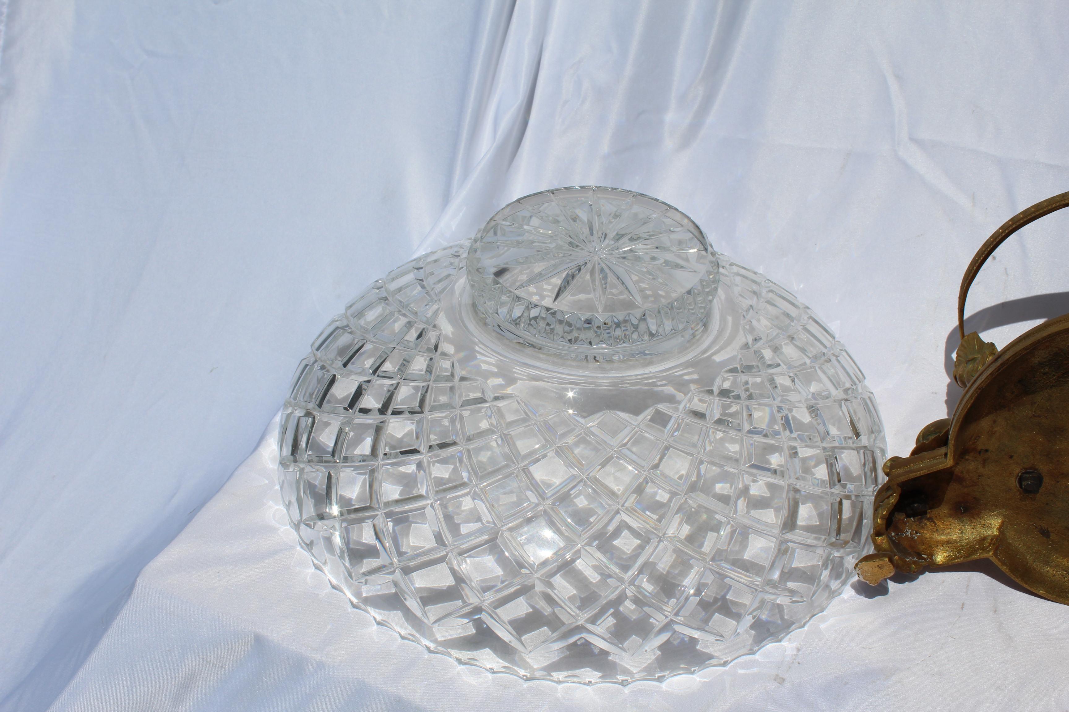 Carved Crystal Bowl, Triple Dolphin Base, 18-Karat Doré Gold plated Empire Style