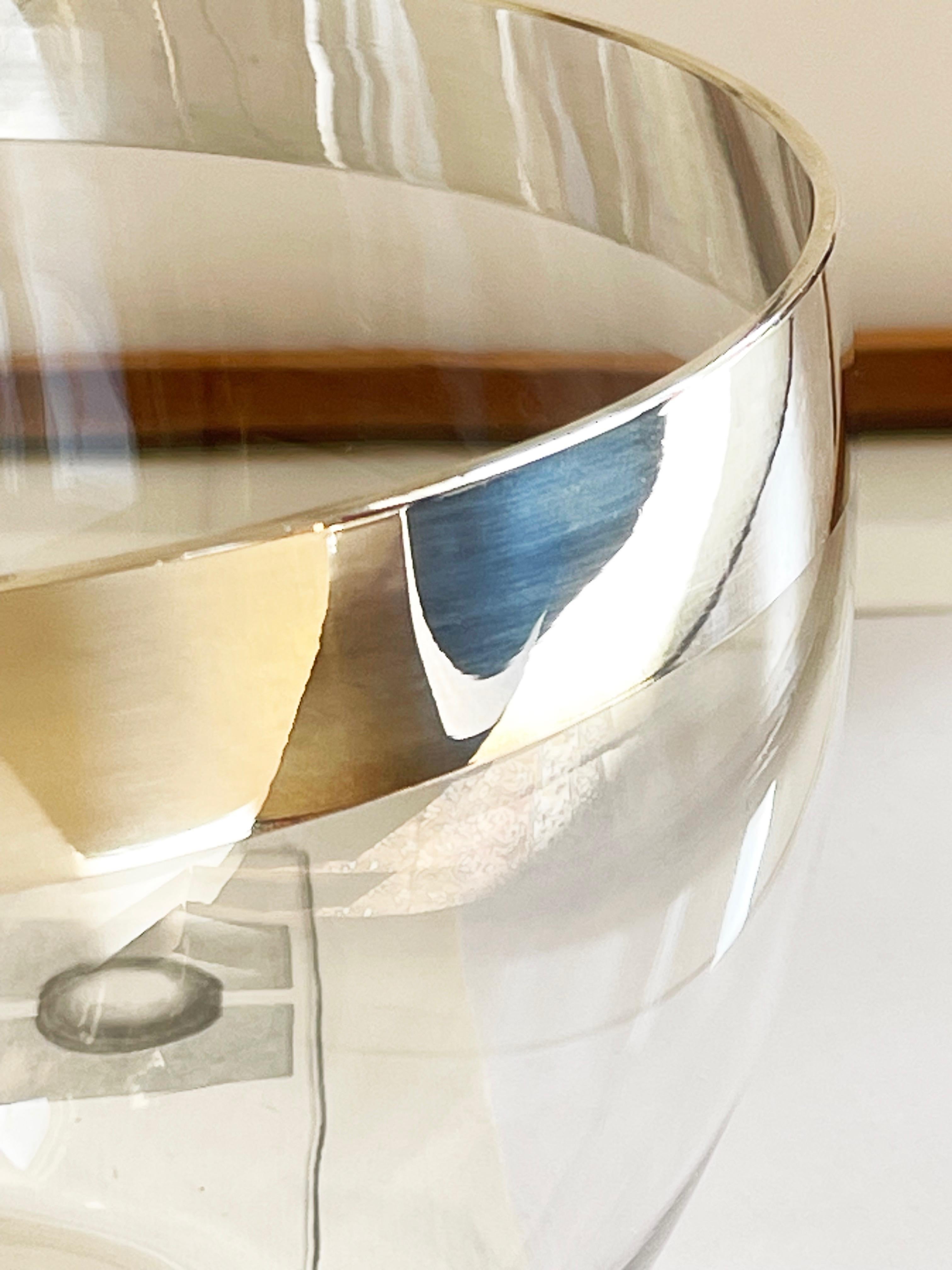 Crystal & Silver Salad Bowl with Fine Overlay Design by Sonja Quandt, Kühnsilber In Good Condition For Sale In Andernach, DE