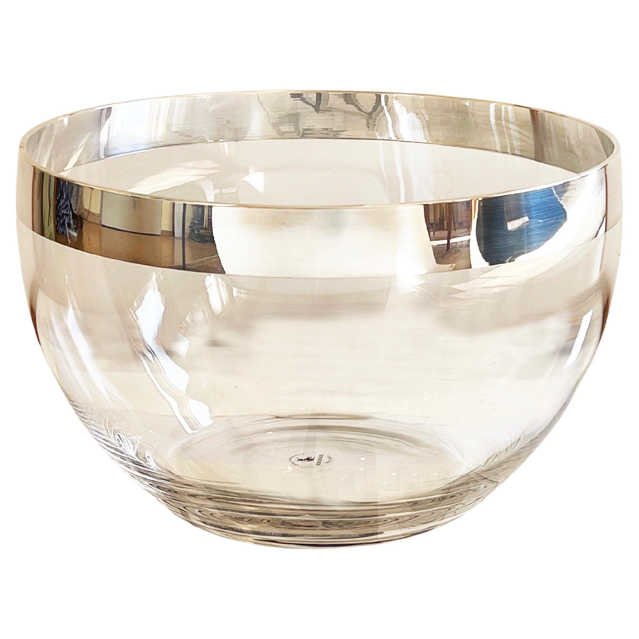 Crystal & Silver Salad Bowl with Fine Overlay Design by Sonja Quandt, Kühnsilber For Sale
