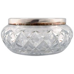 Bol en cristal avec bordure en argent, années 1930-1940