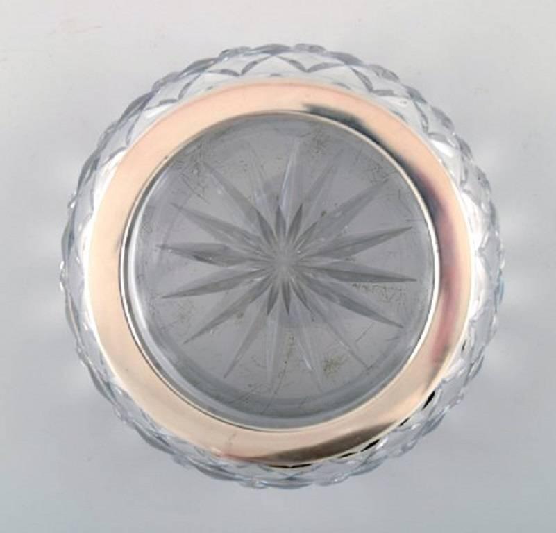 Art Deco Crystal Bowl with Silver Border, 1930s-1940s For Sale