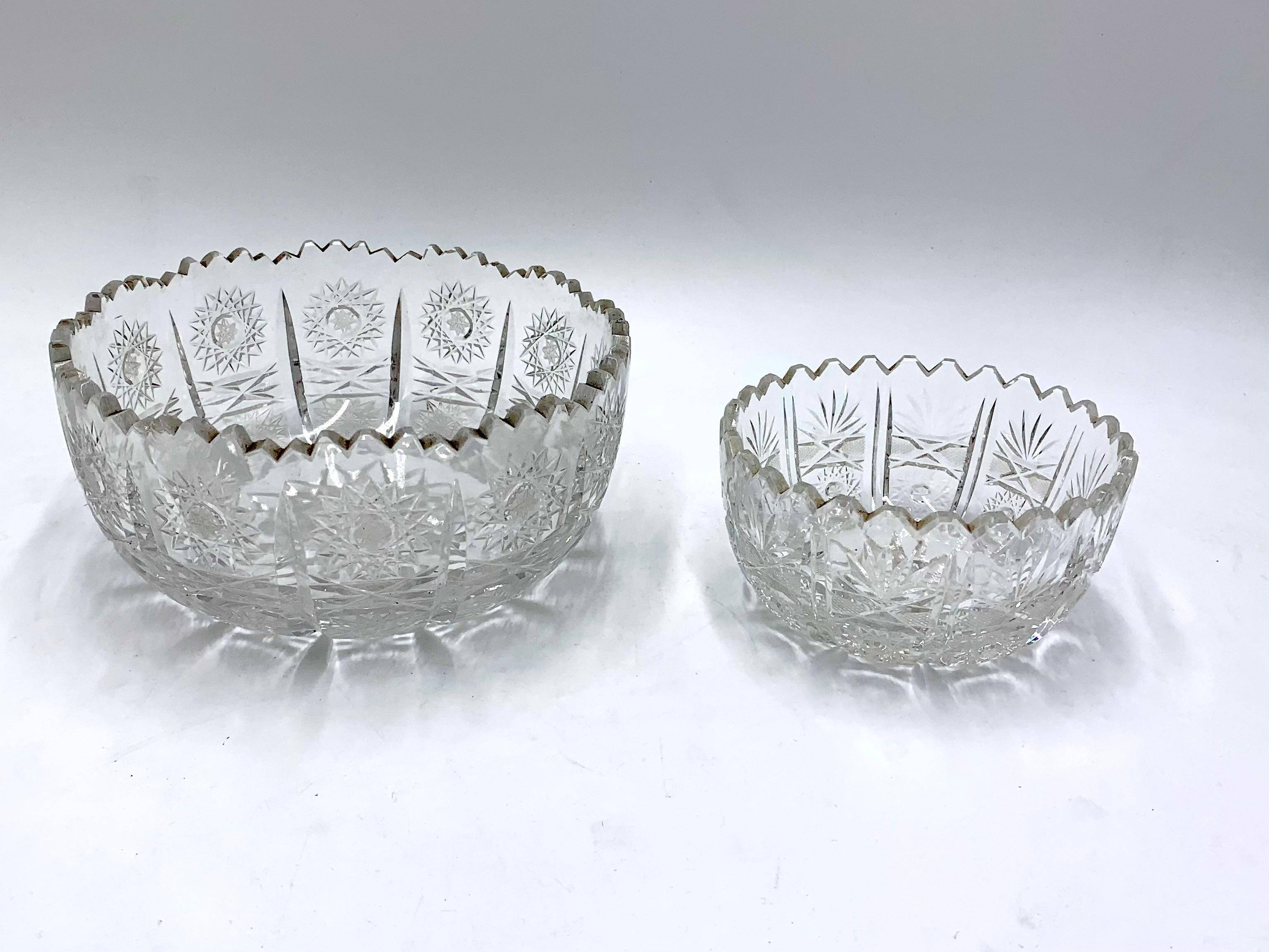 Mid-Century Modern Crystal Bowls, Poland, 1960s, Set of 2 For Sale