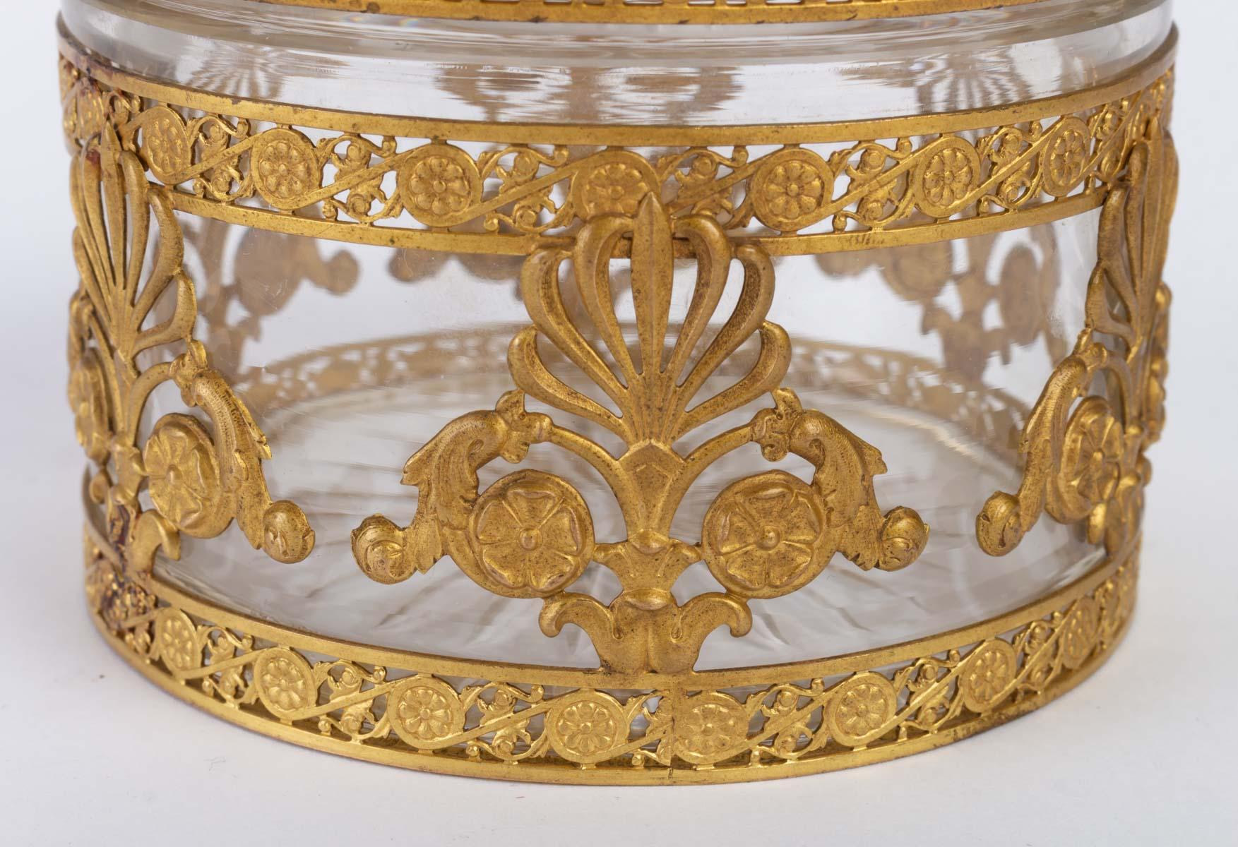 Gilt Crystal Box with Gilded Metal Frame Decorated with Palmettes and Interlacing