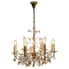 Crystal brass chandelier by Palme & Walter, 1970s