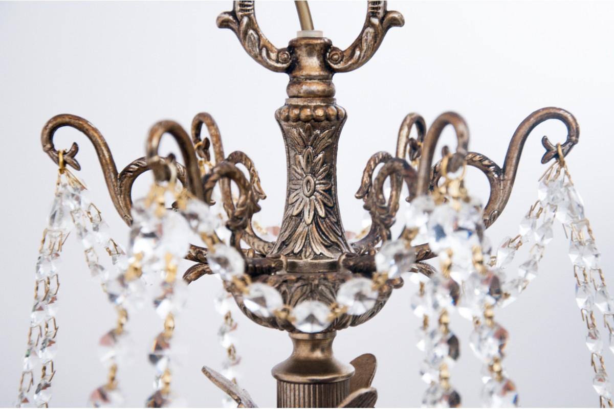Crystal Brass Chandelier, France, 1940s In Good Condition For Sale In Chorzów, PL