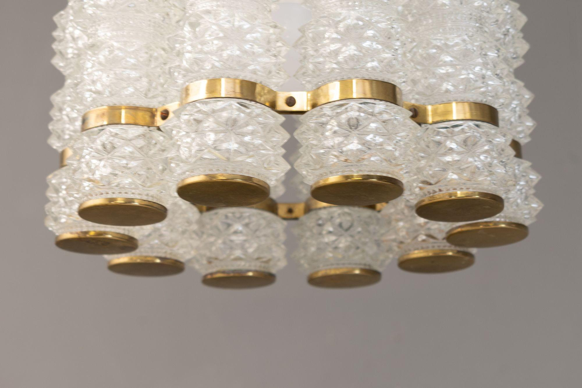 Crystal & Brass Pendant Pendant Light Sueco en venta