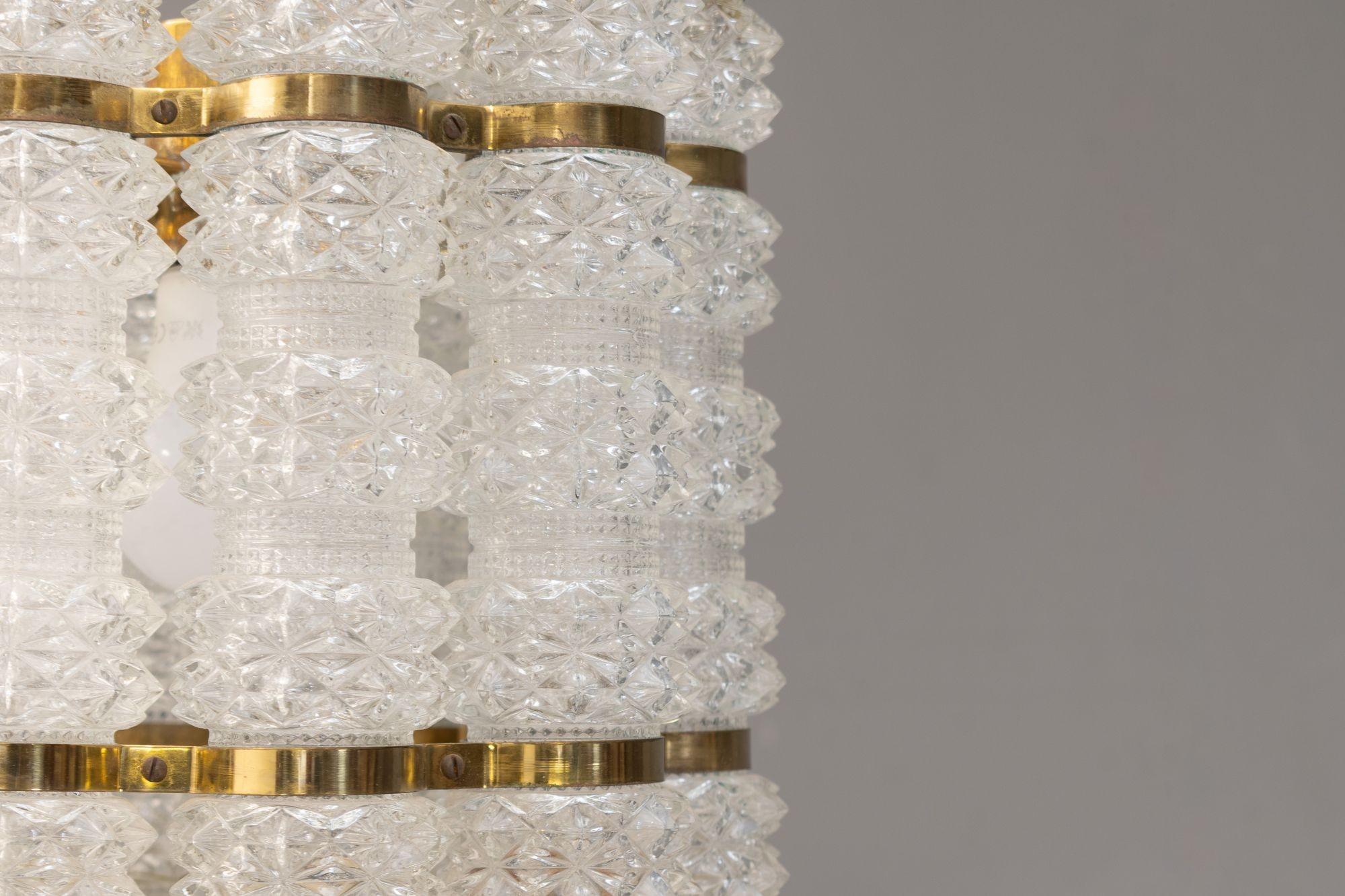 Crystal & Brass Pendant Pendant Light en Bueno estado para la venta en London, England
