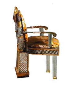 Crystal & Bronze Chair Covered With 22 Carat Gold