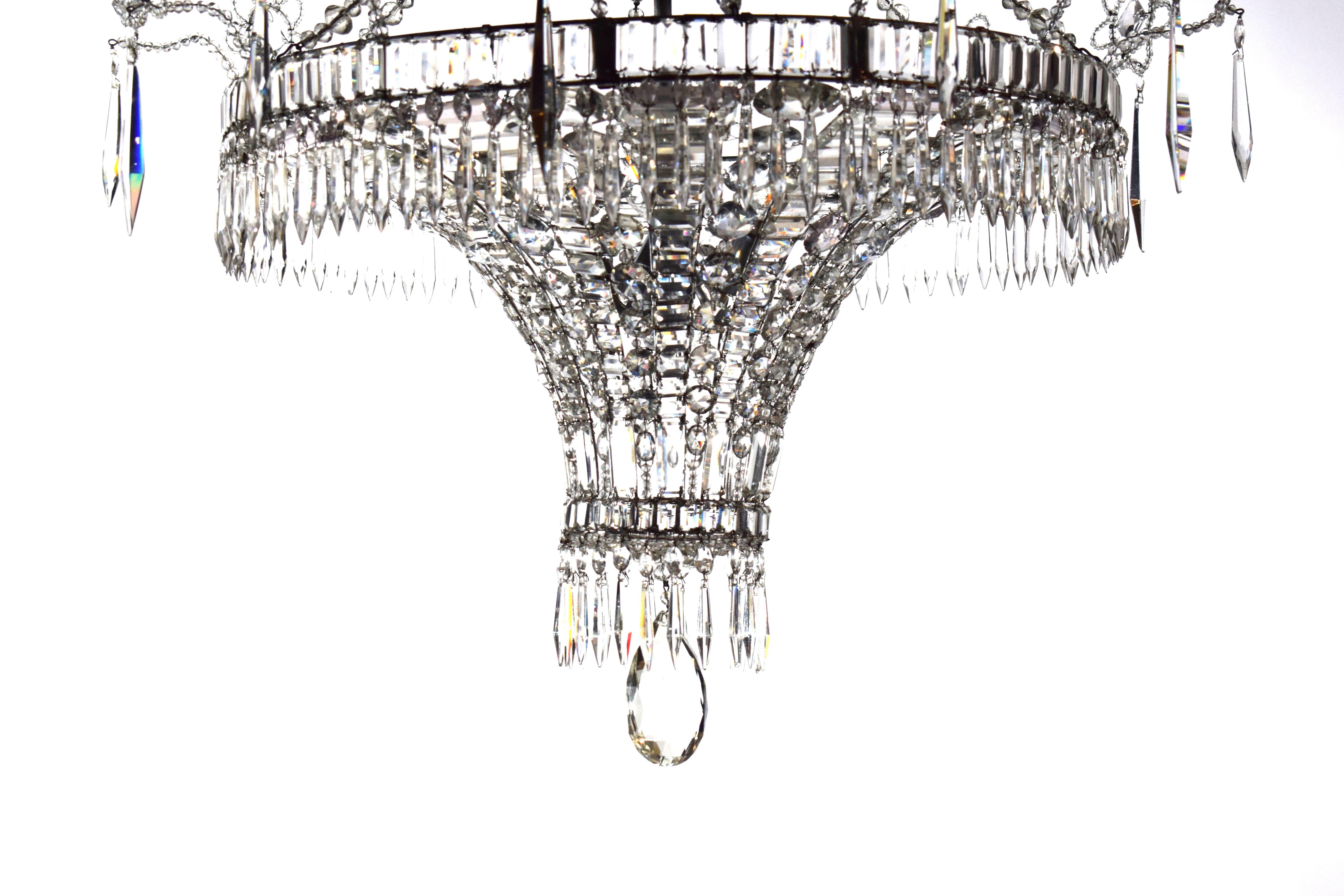 Lustre en cristal et bronze de Maison Jansen Bon état - En vente à Atlanta, GA