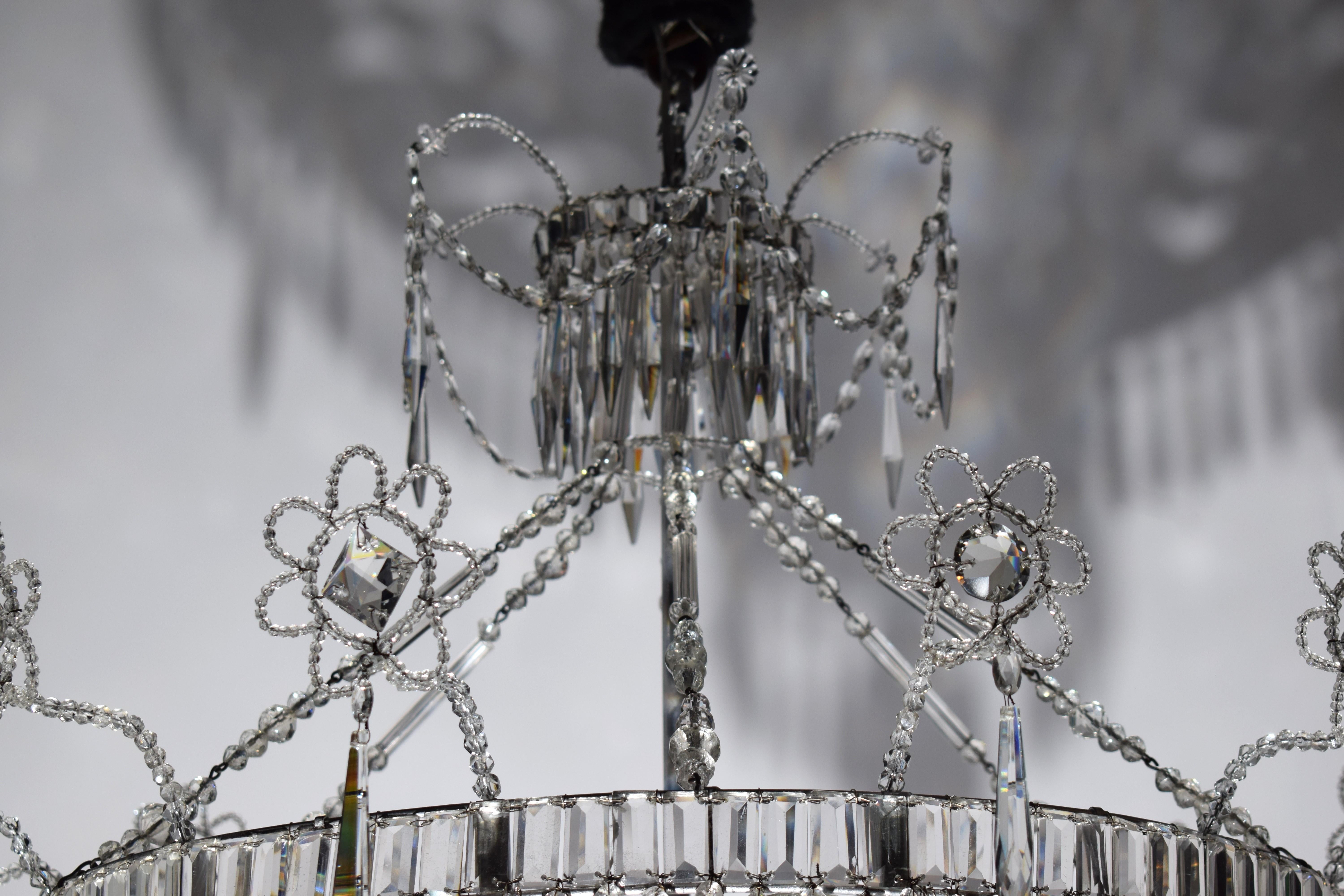 Cristal Lustre en cristal et bronze de Maison Jansen en vente