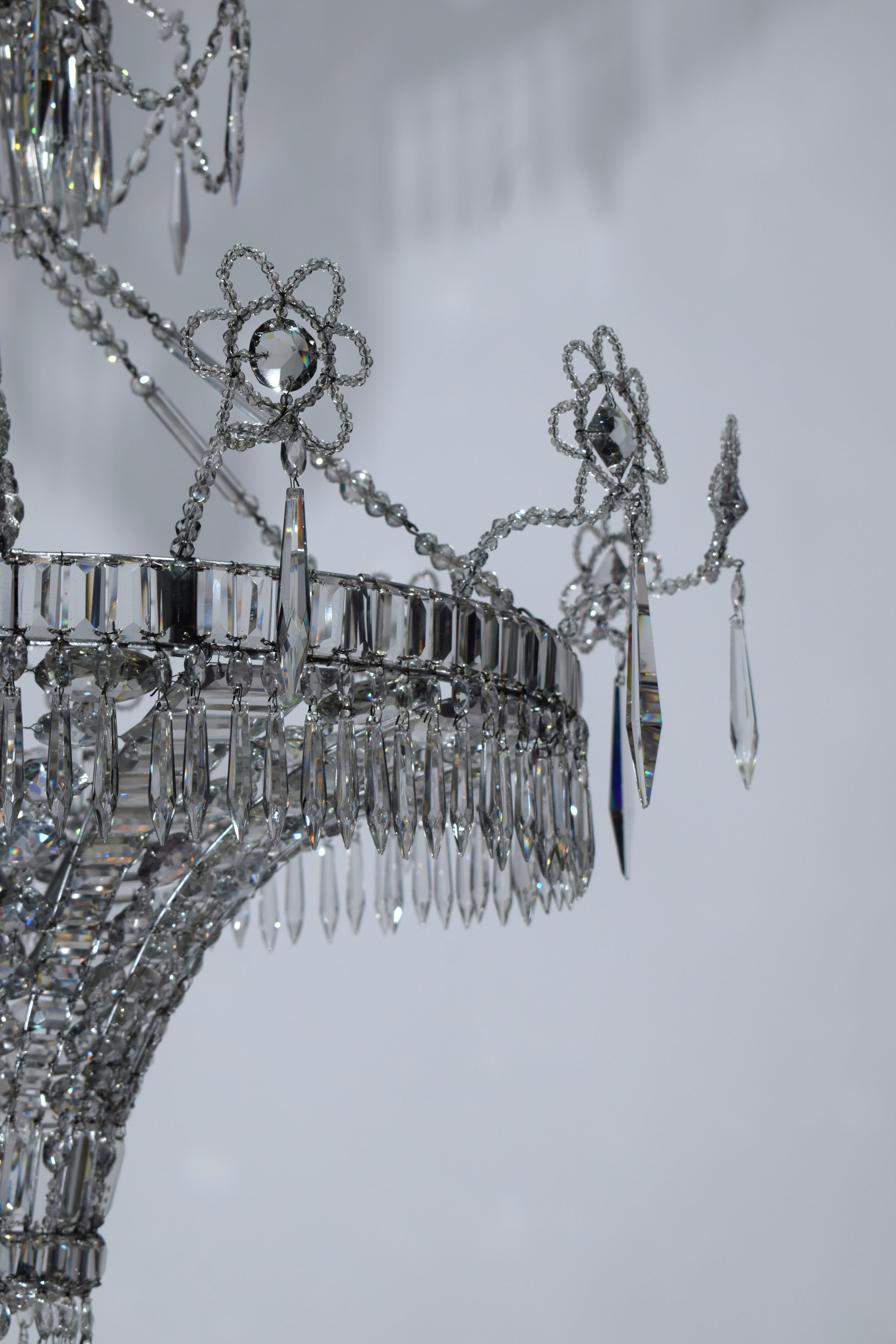 Lustre en cristal et bronze de Maison Jansen en vente 1