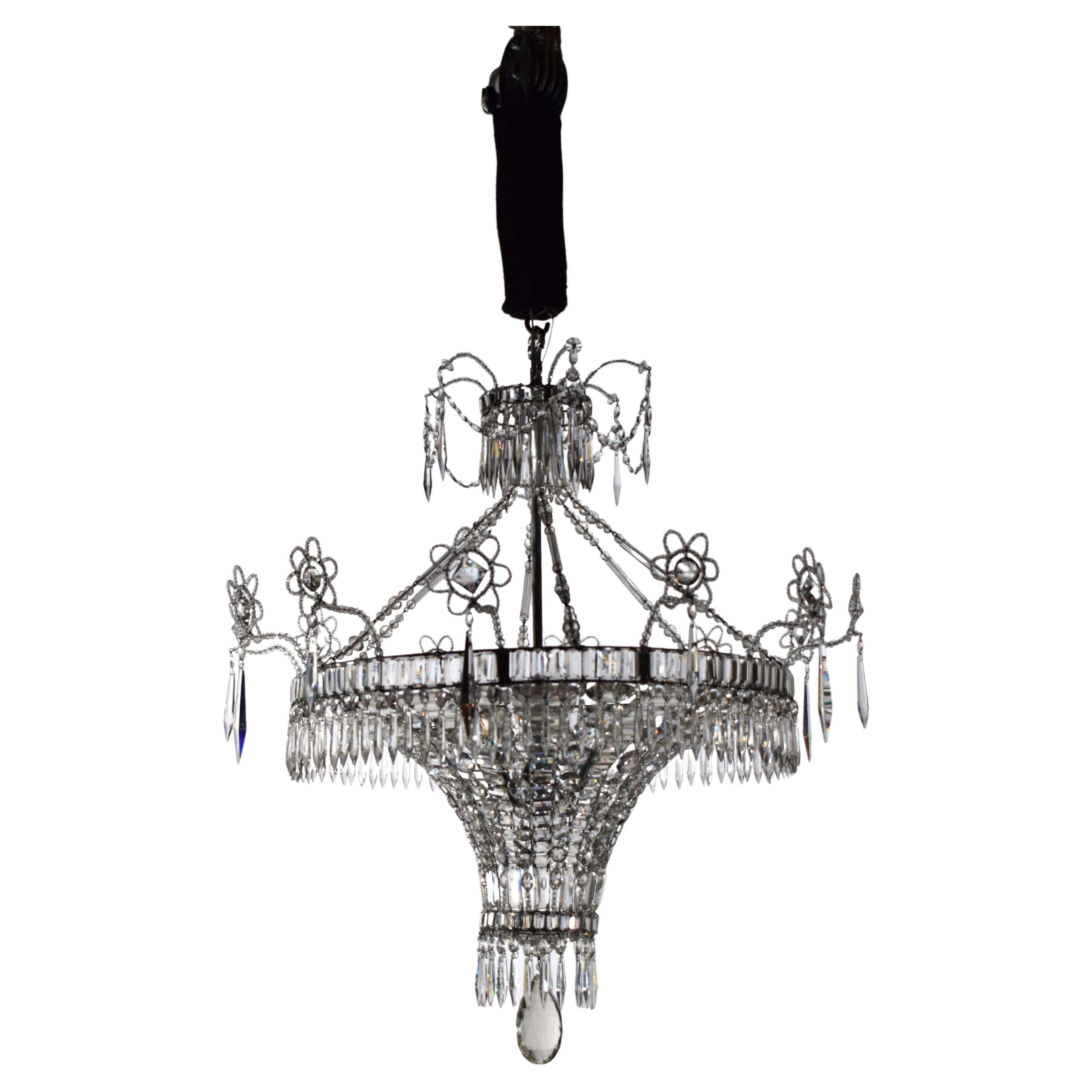 Lustre en cristal et bronze de Maison Jansen en vente