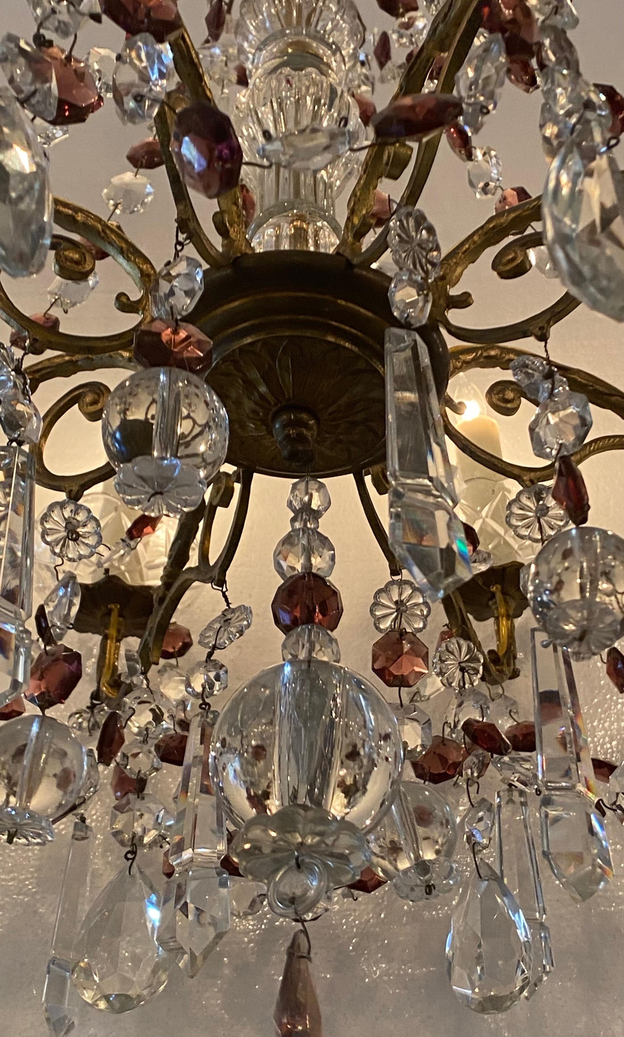 XIX secolo Lampadario di cristallo in bronzo in vendita