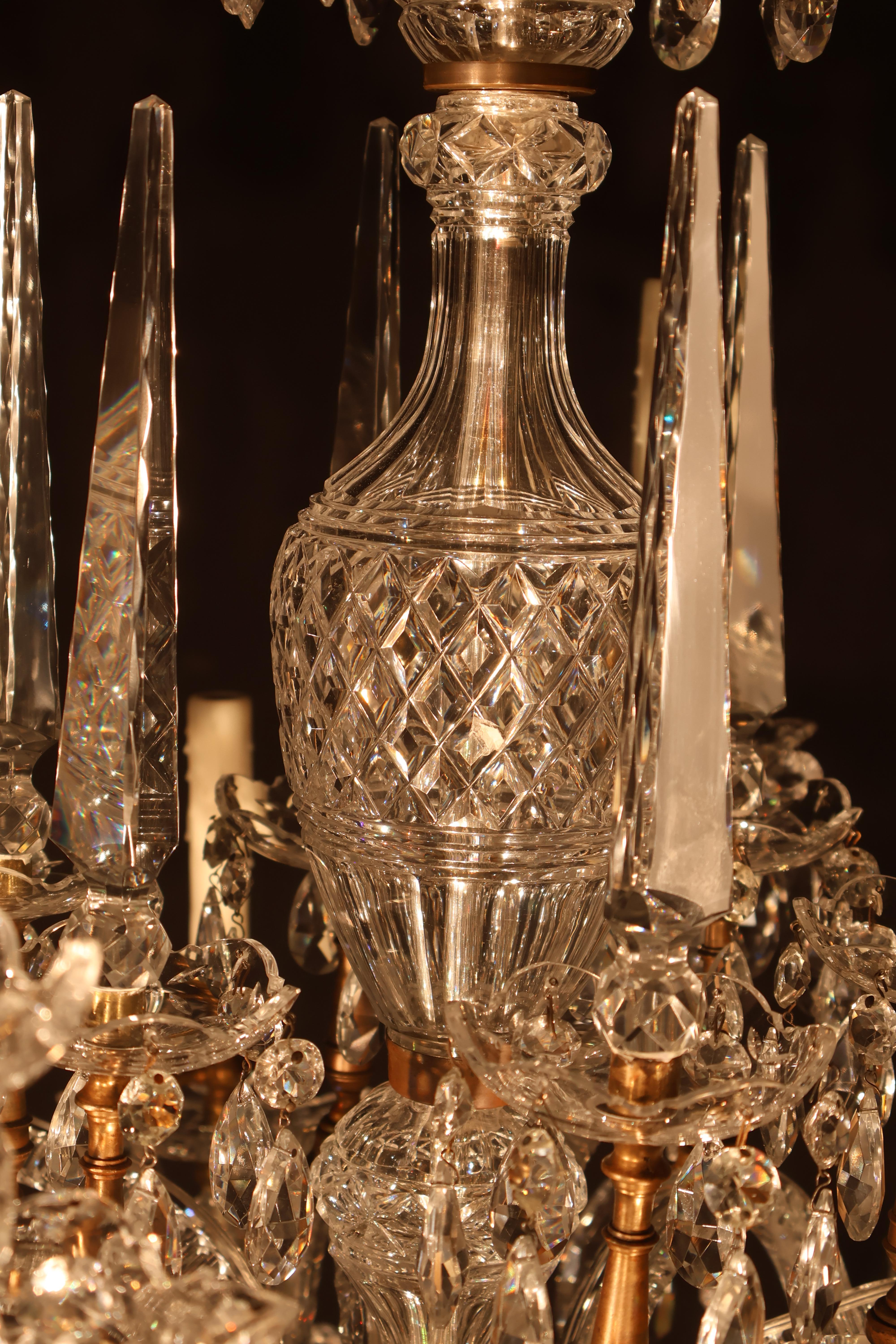 Crystal & Bronze Chanderlier for candles & gas For Sale 9