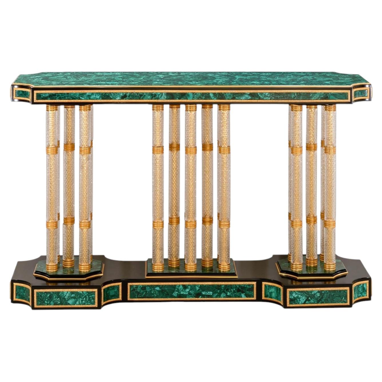 Crystal & Bronze Console For Sale