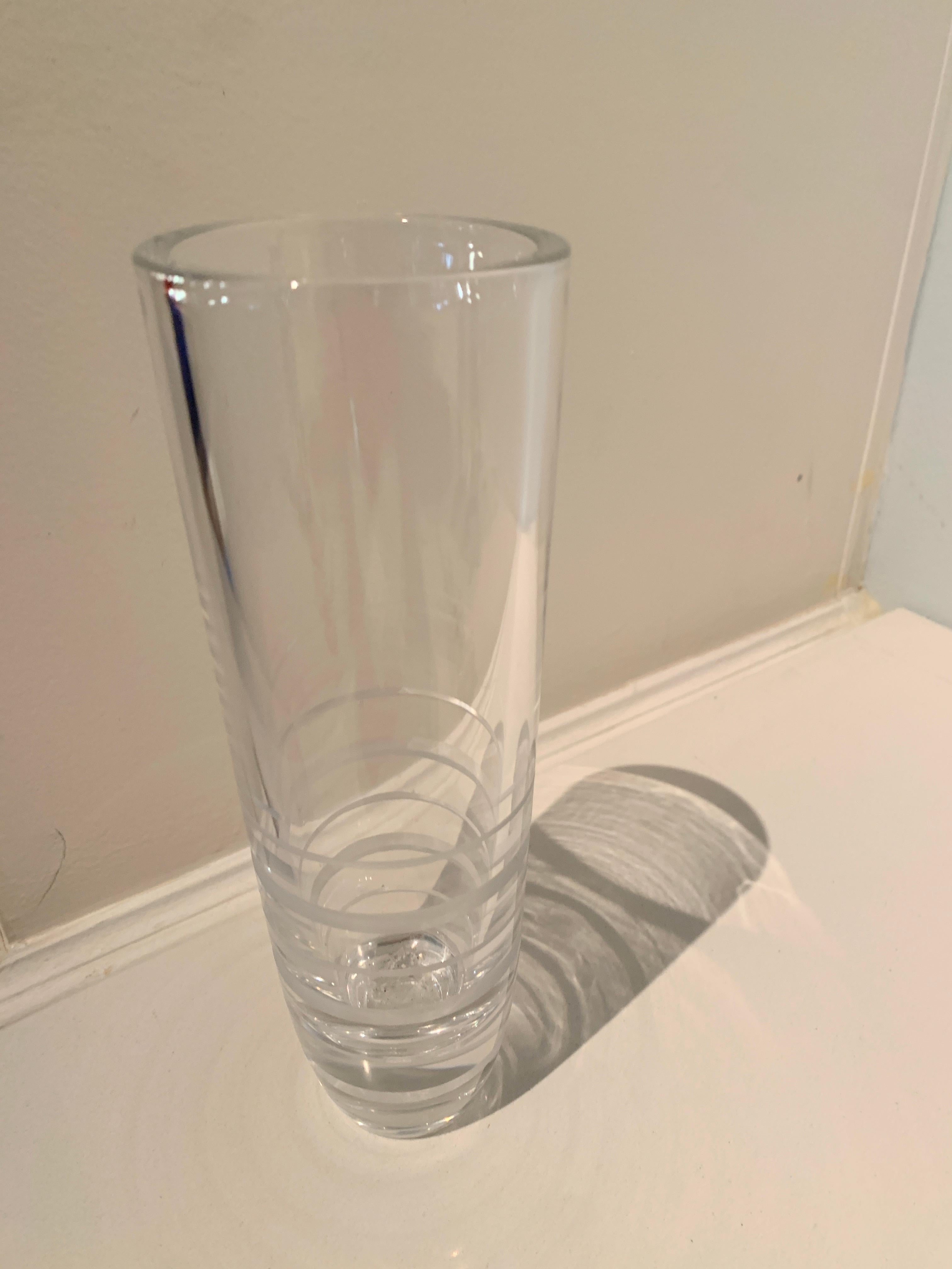 20th Century Crystal Bud Vase with Etched Lines For Sale
