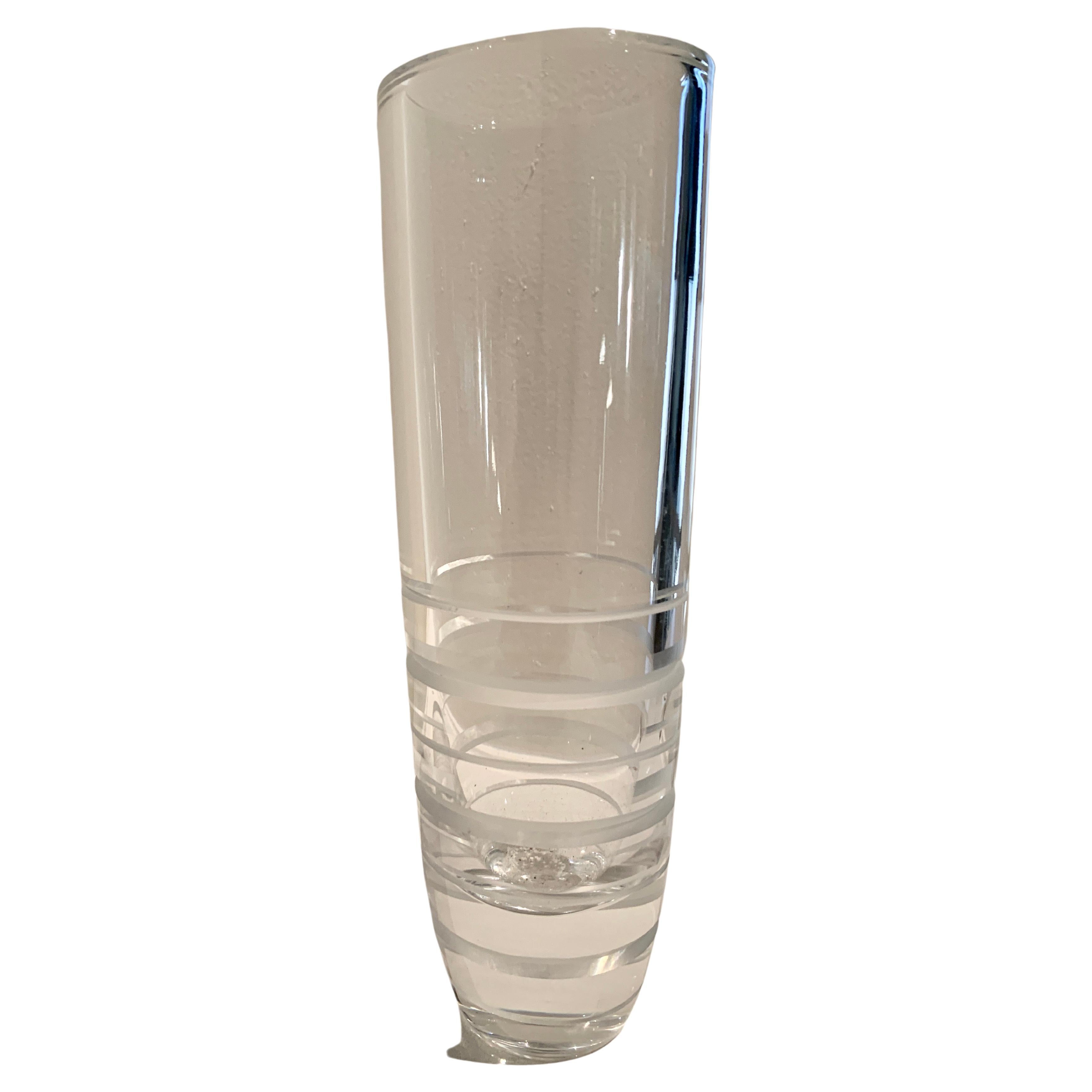 Crystal Bud Vase with Etched Lines
