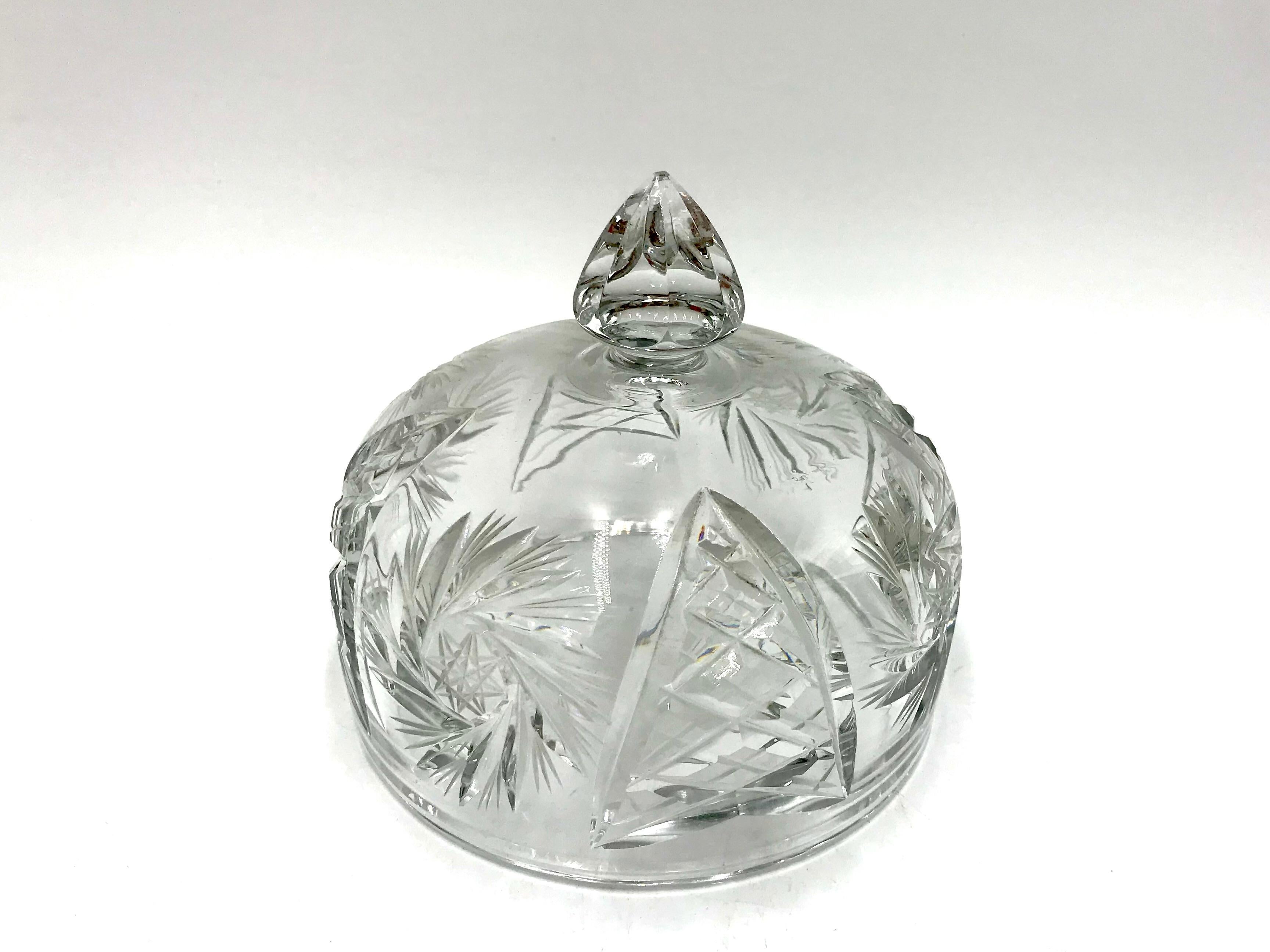 antique crystal butter dish