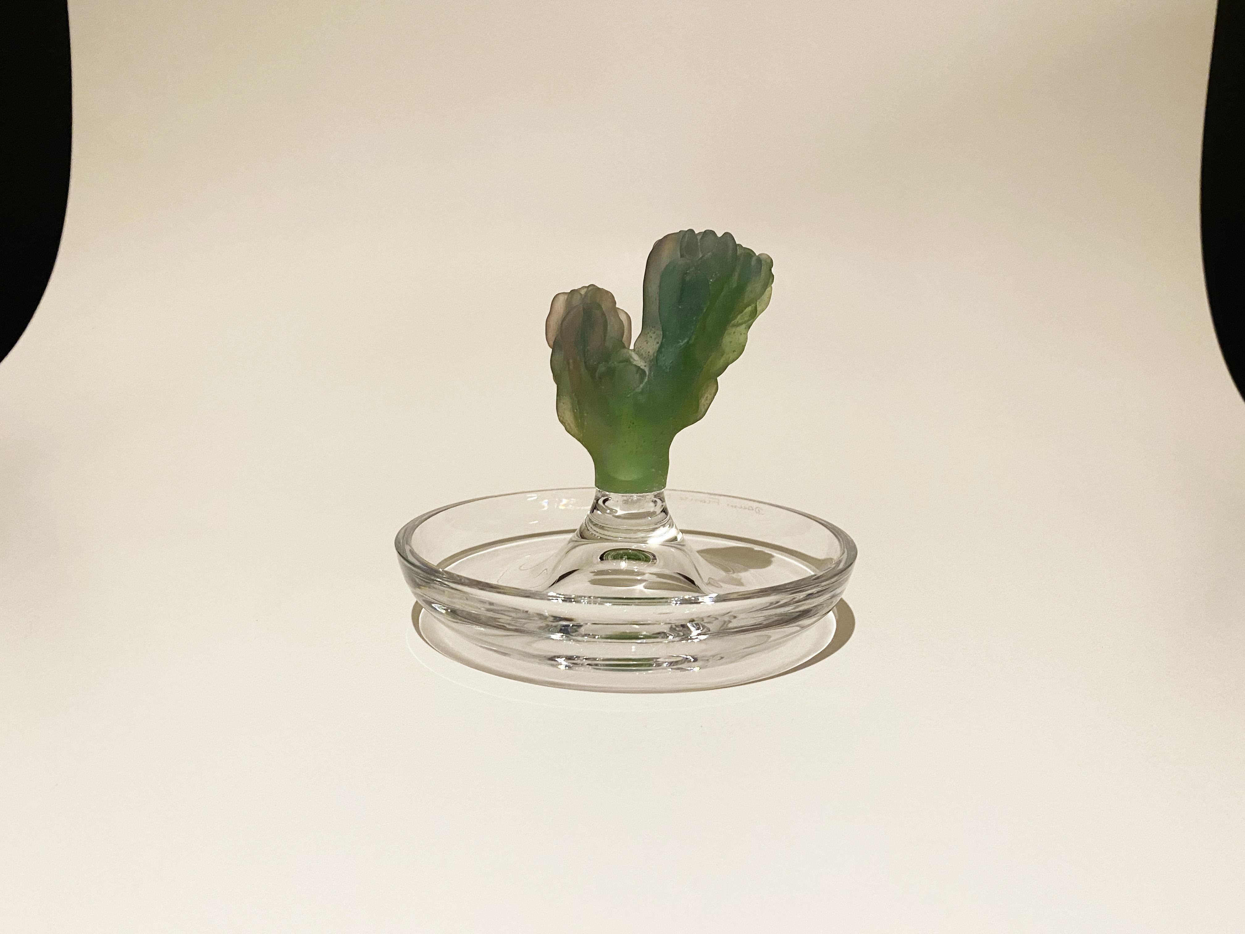 Fin du 20e siècle Plateau à bijoux ou épingle Cactus en cristal d'Hilton McConnico pour Daum, France, années 1980