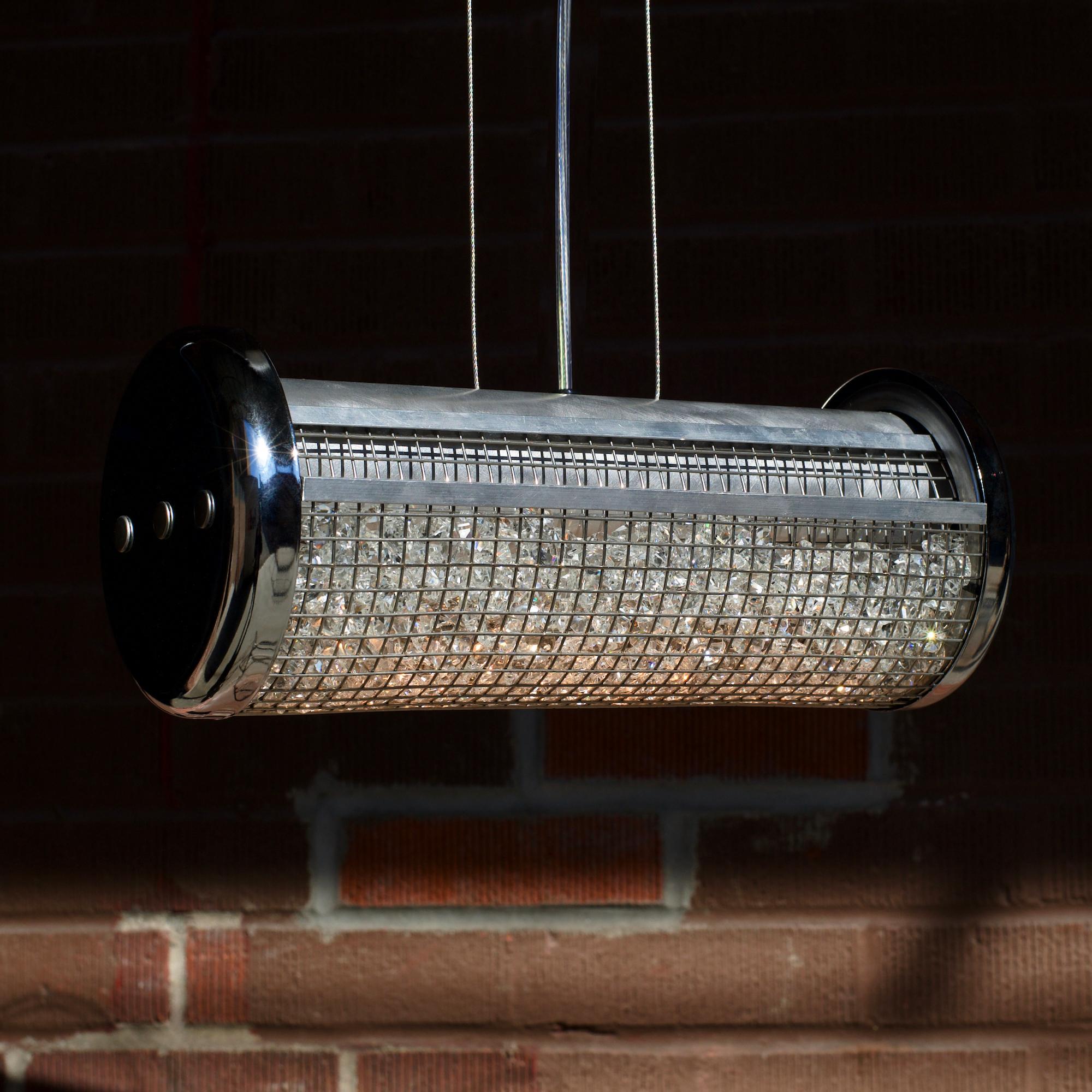 Crystal Cage LED Aluminum Pendant In New Condition In Long Island City, NY