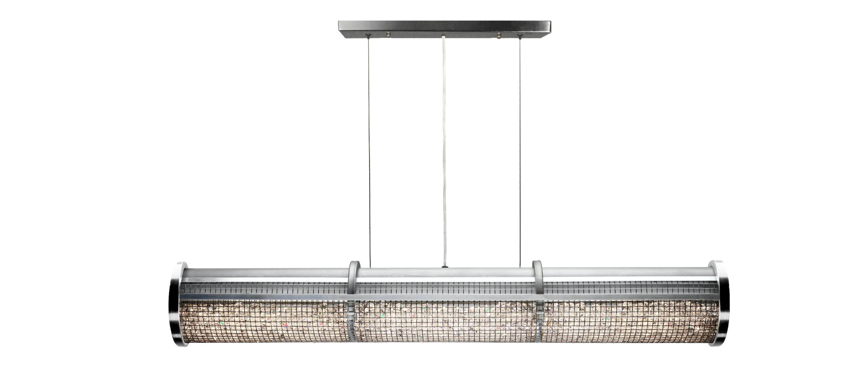 Postmoderne Suspension linéaire LED à cage en cristal 36 de Michael McHale en vente