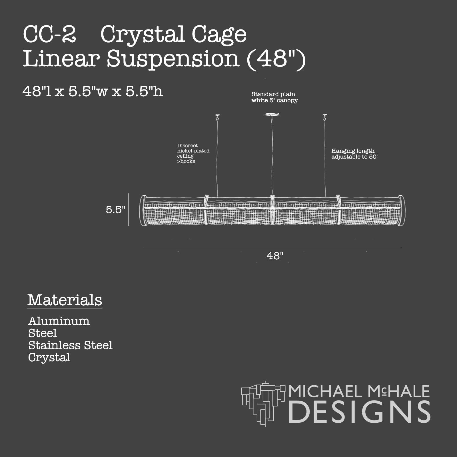 Crystal Cage LED Long Linear Suspension Gold Finish 2
