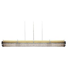 Crystal Cage LED Long Linear Suspension Gold Finish