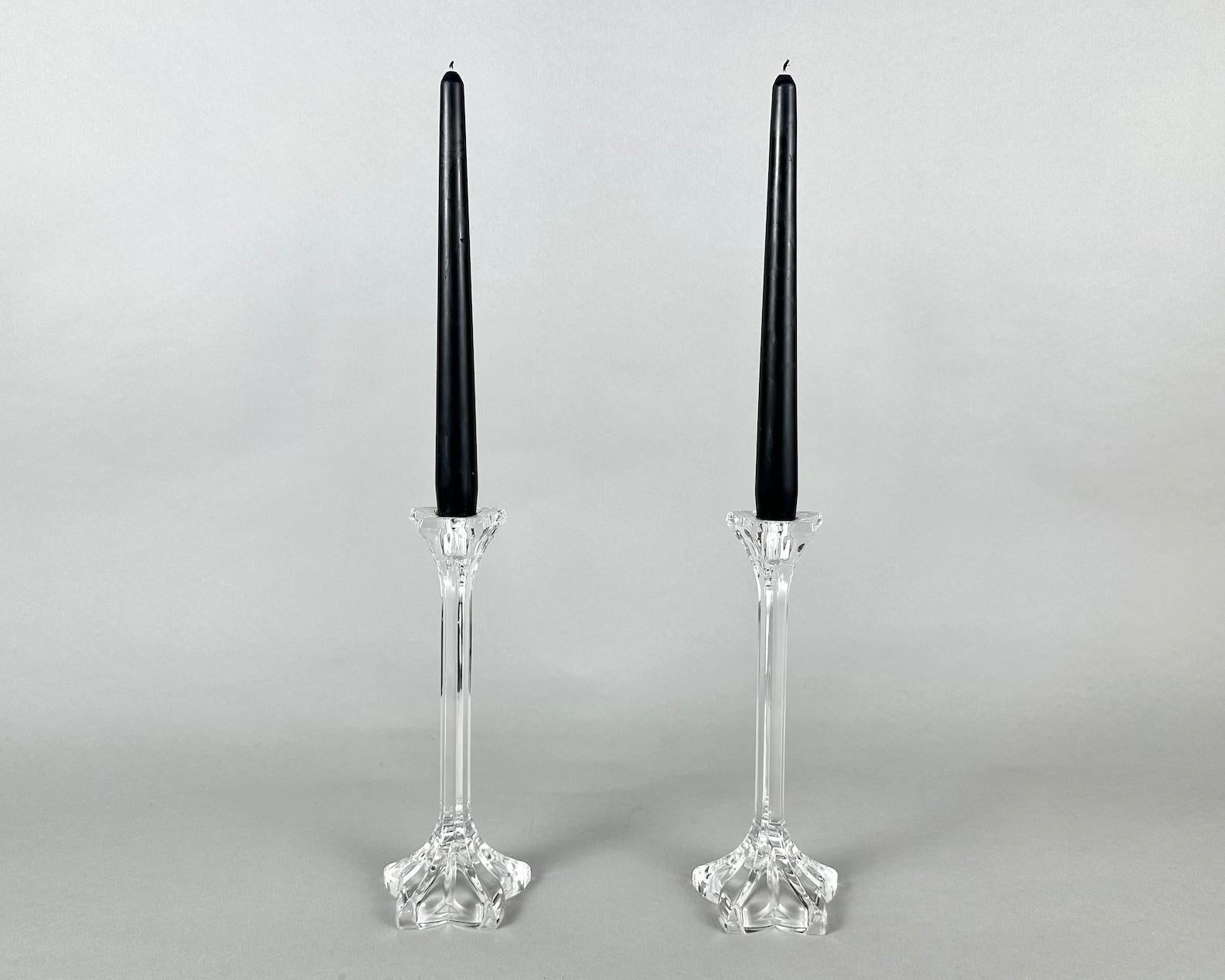 Vintage Crystal Candlestick from the Famous German Manufactory NACHTMANN.

Nachtmann existed since 1834.

 Fine hand-cut.

In excellent condition, no chips, cracks or crazing. 

 Size: 

Length - 23 cm |  9 inc

Price for a pair. 

I have provided a