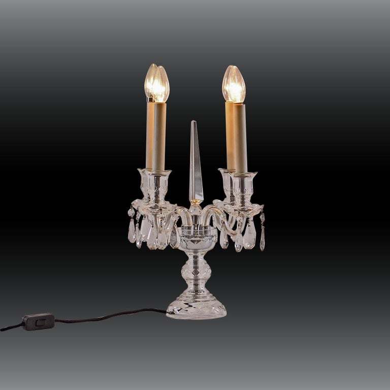 Crystal Candelabra Table Lamp Early 20th Century 1905 For Sale at 1stdibs