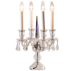 Original Early 20th Century Crystal Candelabra Table Lamp 