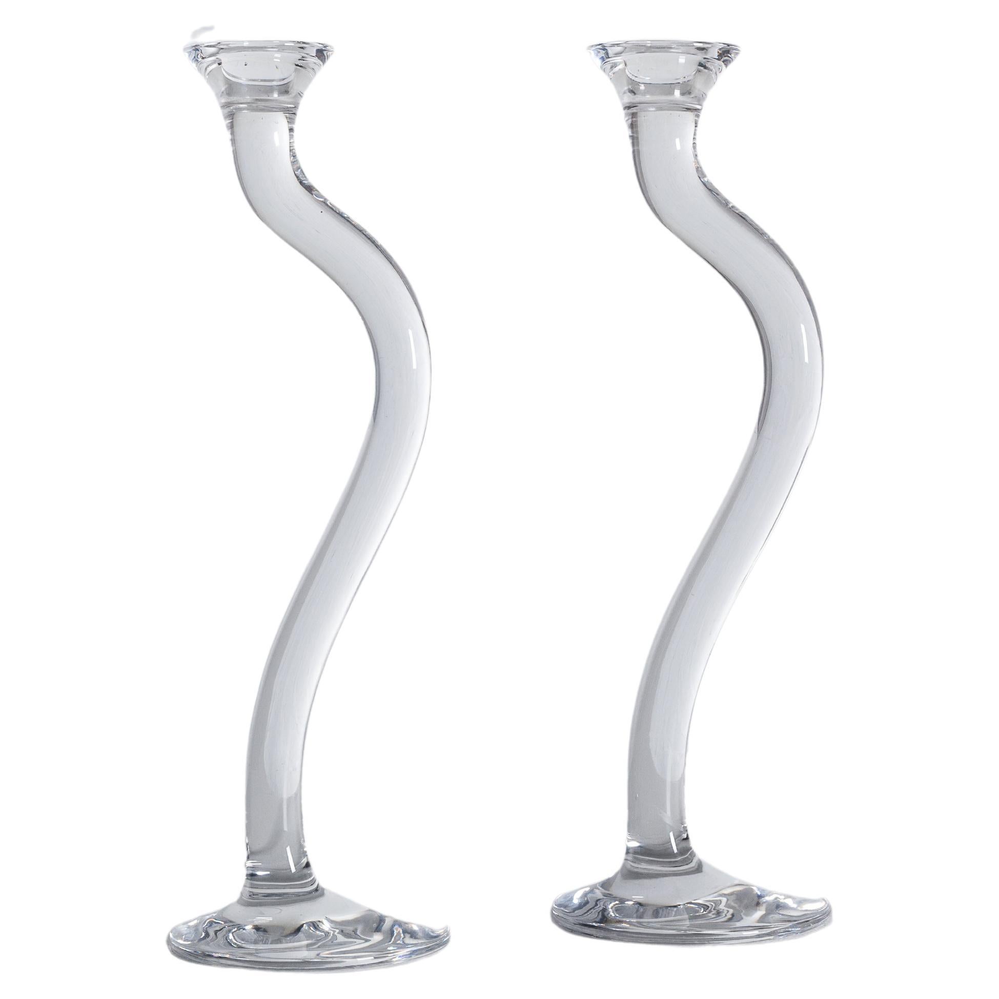 Crystal Candle Holders "Ergo" by Angelo Mangiarotti for Colle, Italy For Sale