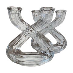Mid Century Art Deco Crystal Candle Holders from the 50s'