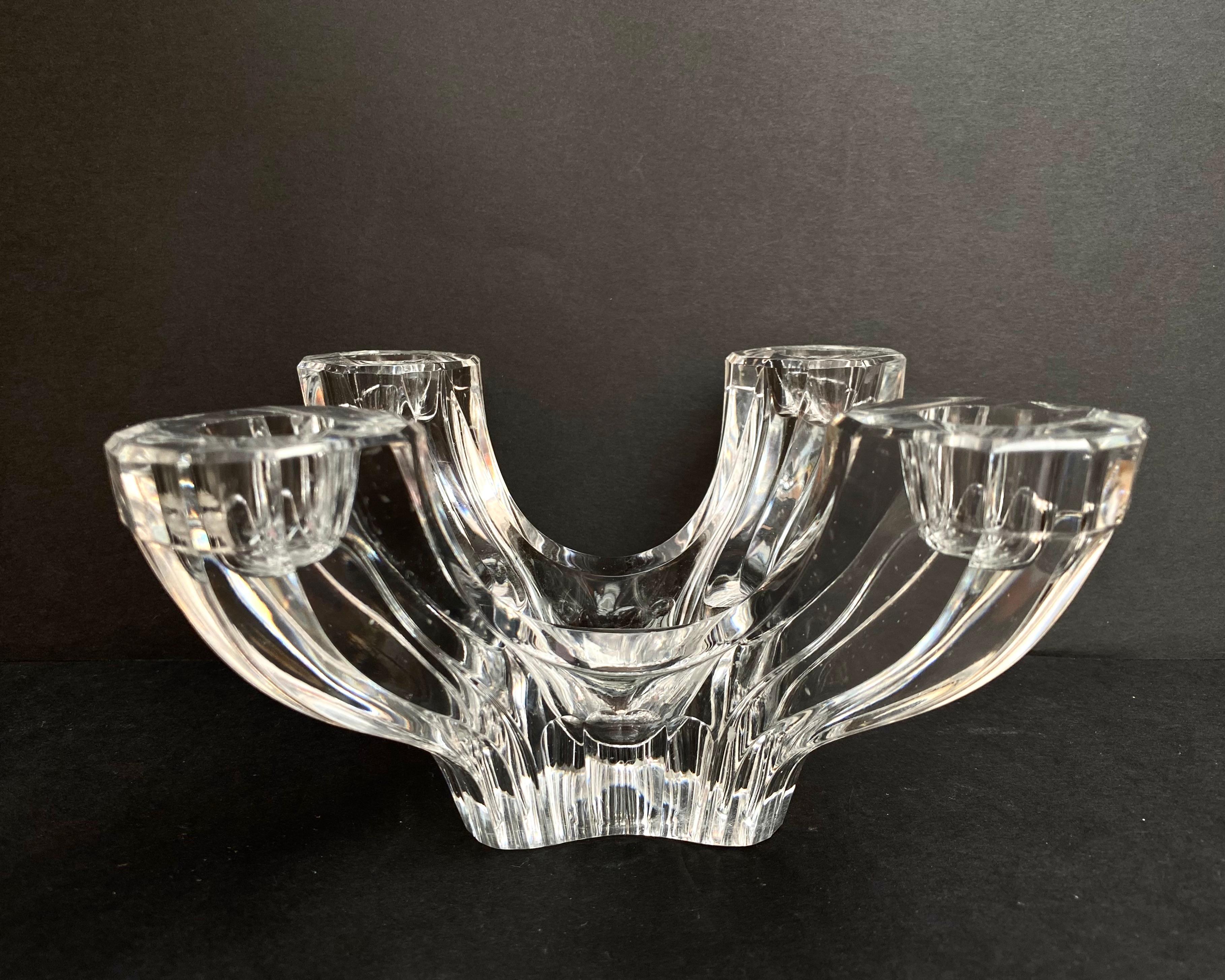 Crystal Candleholder Four Branches Germany, 1960s In Good Condition For Sale In Bastogne, BE