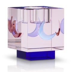 Crystal Candlestick, Heart or Moon Design, 21st Century.